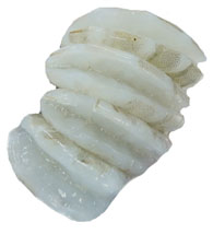 EZ Peel Shrimp are raw and deveined, but the shell stays on with a big slice along the back